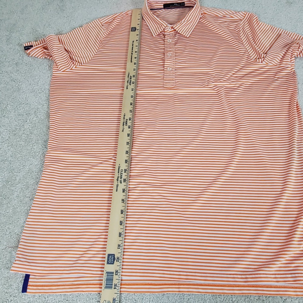 Ralph Lauren RLX Men's Polo Golf Shirt Size 2XL XXL Orange Striped Short Sleeve - Picture 5 of 12